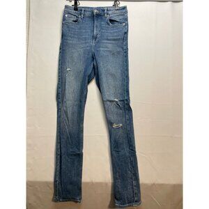 H&M Divided jeans womens 6 high rise distressed 26 x 31 stretch waist blue